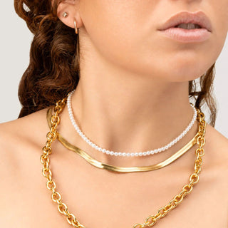 14K Gold Filled PLUS™ Herringbone Chain Necklace- Model