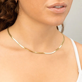 14K Gold Filled PLUS™ Herringbone Chain Necklace- Model