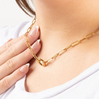 14K Gold Filled PLUS™ Paperclip Charm Keeper Necklace