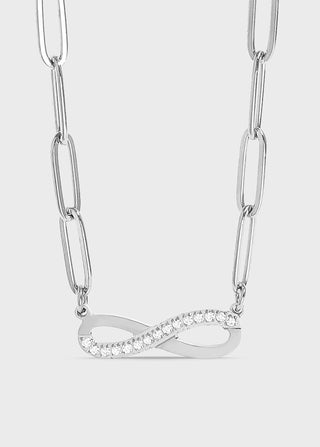 Infinity Paperclip Necklace with CZ stones