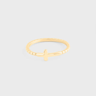 14K Gold Filled PLUS™ Beaded Cross Stacking Ring- Main