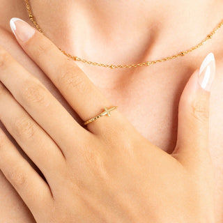 14K Gold Filled PLUS™ Beaded Cross Stacking Ring