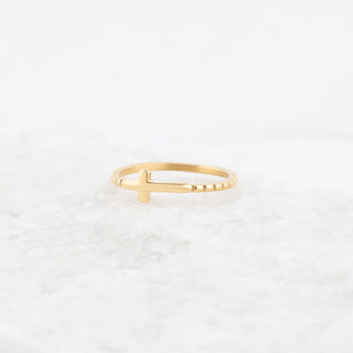 14K Gold Filled PLUS™ Beaded Cross Stacking Ring
