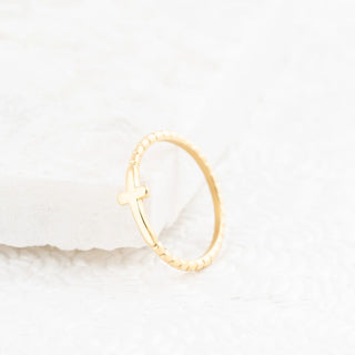 14K Gold Filled PLUS™ Beaded Cross Stacking Ring