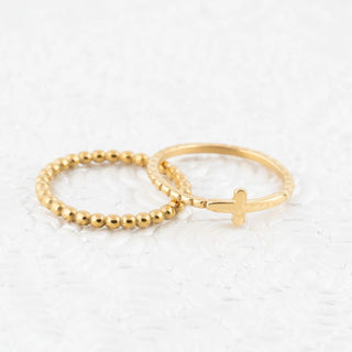 14K Gold Filled PLUS™ Beaded Cross Stacking Ring