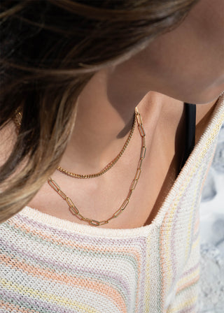 Curb & Paperclip Layered Necklace