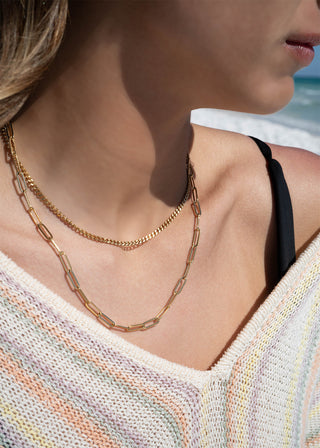 Curb & Paperclip Layered Necklace