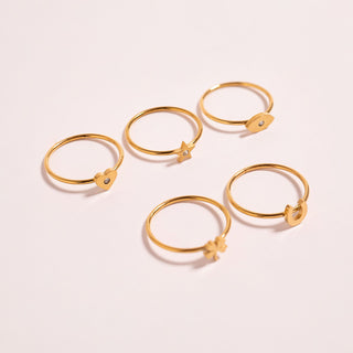 Stone Heart Symbol Dainty Stacking Ring