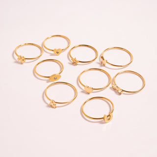 Stone Heart Symbol Dainty Stacking Ring