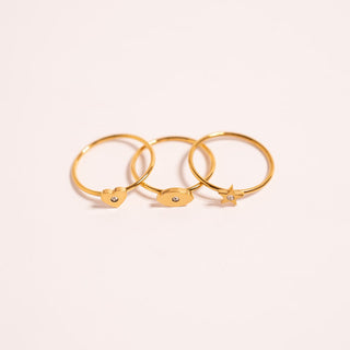 Stone Heart Symbol Dainty Stacking Ring