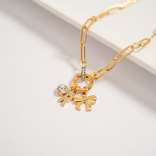 Paperclip CZ Carabiner Charm Holder Necklace