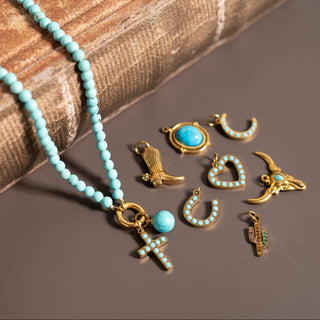 Turquoise Stone Horseshoe Charm