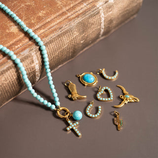 Turquoise Stone Moon Charm