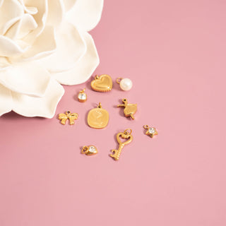 Heart With Cubic Zirconia Charm with other charms