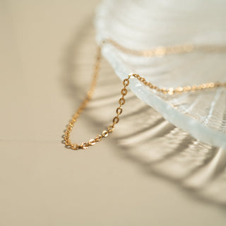 Stainless Steel PVD Coated Crimped Oval Link Chain Necklace / CHN3012