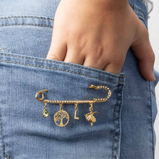 Stone Accent Charm Brooch- Model