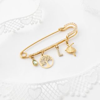 Stone Accent Charm Brooch- Studio