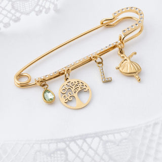 Stone Accent Charm Brooch- Studio