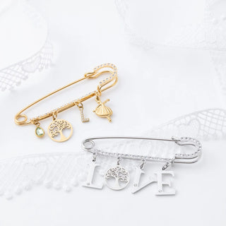 Stone Accent Charm Brooch- Studio