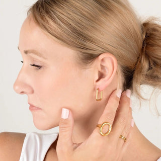Rounded Rectangle Hoop Earrings