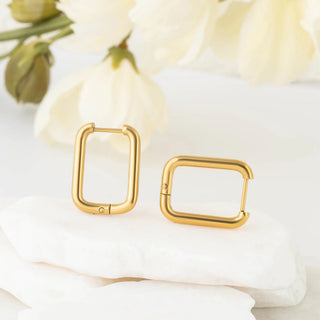 Rounded Rectangle Hoop Earrings