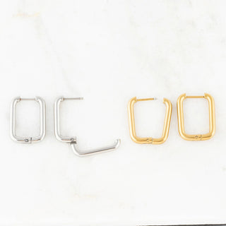 Rounded Rectangle Hoop Earrings