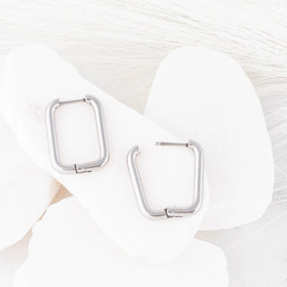 Rounded Rectangle Hoop Earrings