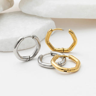 Rounded Geometric Huggie Hoop Earrings- gold and silver studio 