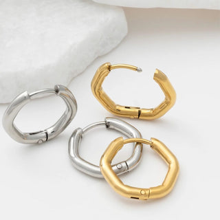 Rounded Geometric Huggie Hoop Earrings- gold and silver studio 