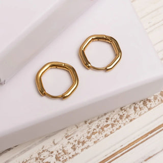 Rounded Geometric Huggie Hoop Earrings