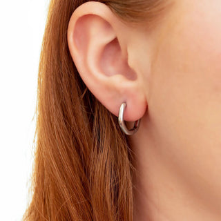 Rounded Geometric Huggie Hoop Earrings