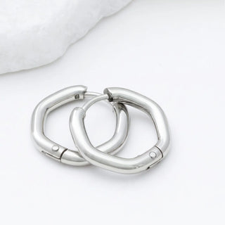 Rounded Geometric Huggie Hoop Earrings- silver studio 