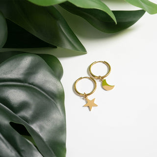 Star & Moon Dangle Earrings