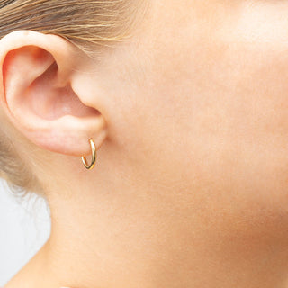 14K Gold Filled PLUS™ Classic Hoop Huggie Earrings- Model