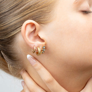 14K Gold Filled PLUS™ Classic Hoop Huggie Earrings- Model