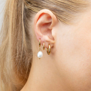 14K Gold Filled PLUS™ Circle Huggie Hoop Earrings- Model