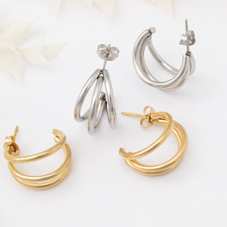 Make a Statement Huggie Hoop Earrings-gold and silver studio 