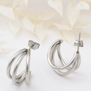 Make a Statement Huggie Hoop Earrings-silver studio 