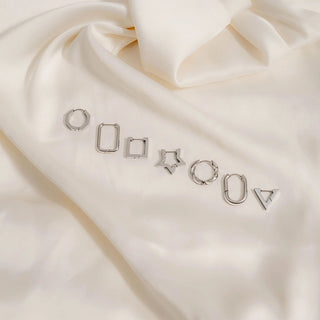 Rounded Rectangle Hoop Earrings