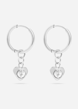 Heart Pendant Huggie Hoop Earrings