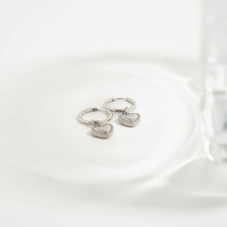 Classic Heart Huggie Charm Earrings
