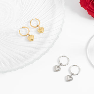 Classic Heart Huggie Charm Earrings