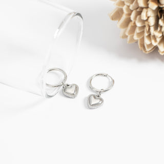 Classic Heart Huggie Charm Earrings