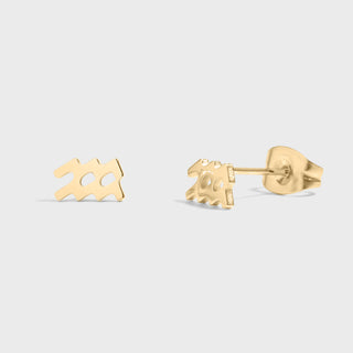 Gold aquarius stud earrings