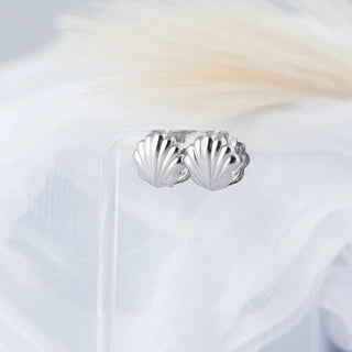 Shell Huggie Earrings-silver studio