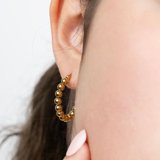 14K Gold Filled PLUS™ Circle Ball Hoop Earrings- Model