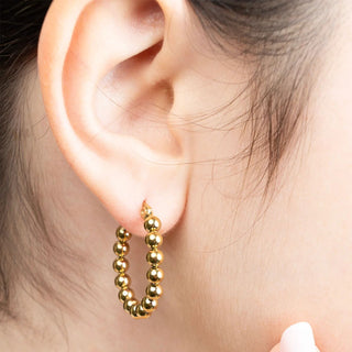14K Gold Filled PLUS™ Circle Ball Hoop Earrings- Model