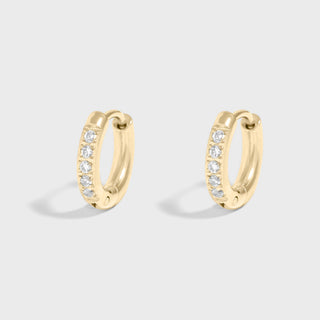 14K Gold Filled PLUS™ CZ Stone Huggie Earrings- Main