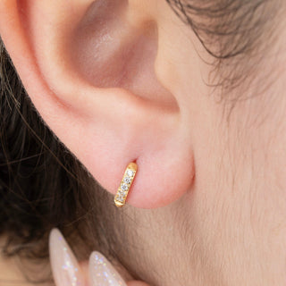 14K Gold Filled PLUS™ CZ Stone Huggie Earrings- Model