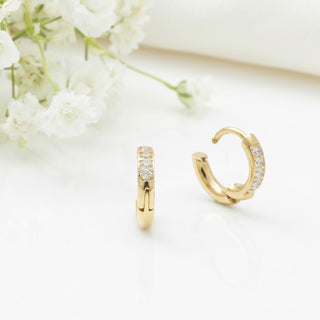 14K Gold Filled PLUS™ CZ Stone Huggie Earrings- Studio